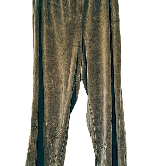 Vintage Erika Woman 2 Piece Olive Green Velour Animal Print Lounge Set Size 2X - Picture 3 of 5